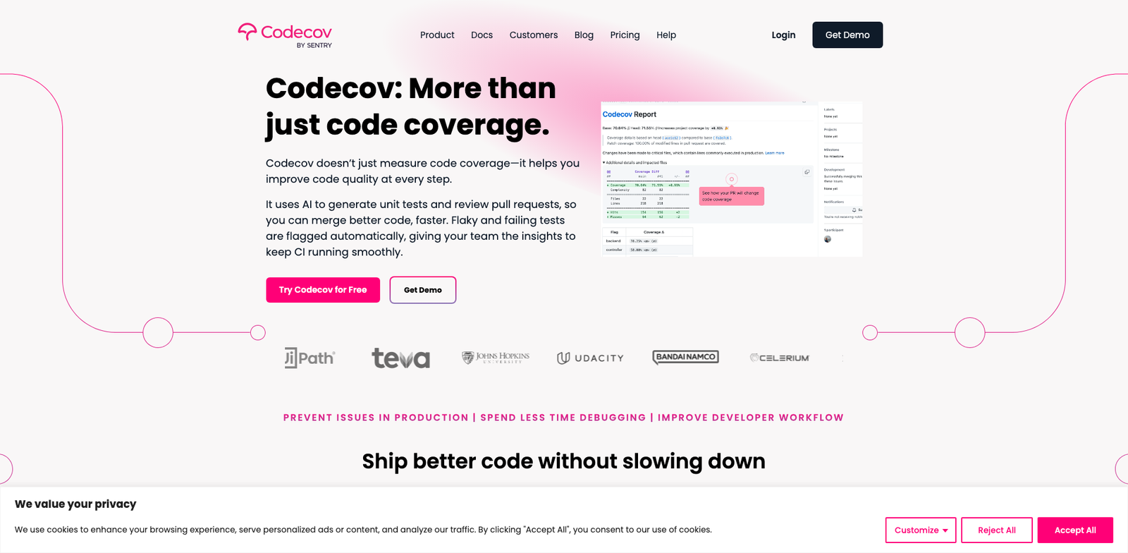 Codecov AI homepage