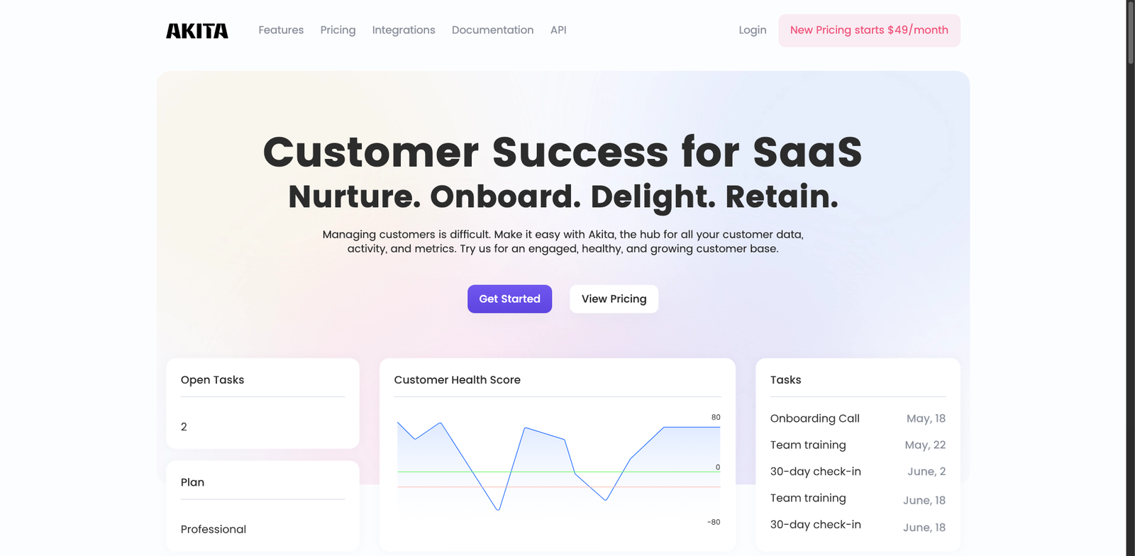 Akita Customer Health AI homepage