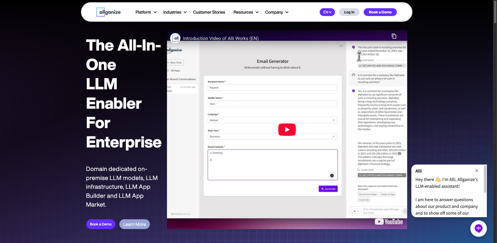 Alli AI homepage