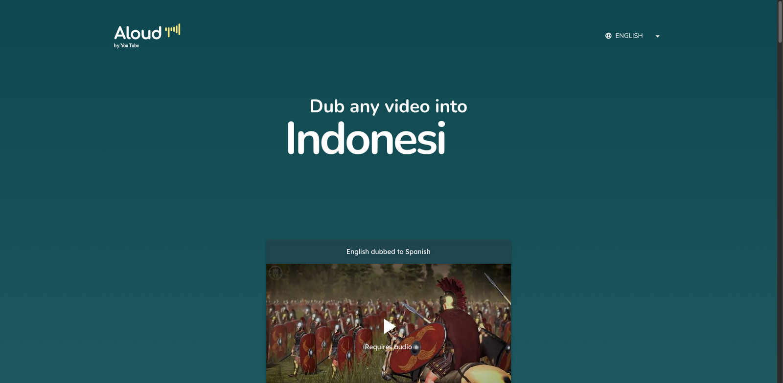 Aloud (YouTube) homepage