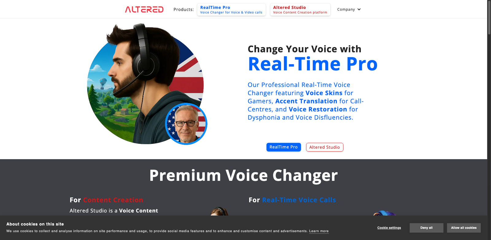 Altered Studio homepage