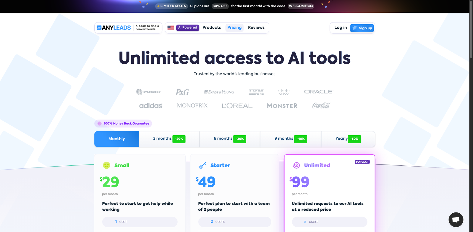 AnyLeads pricing