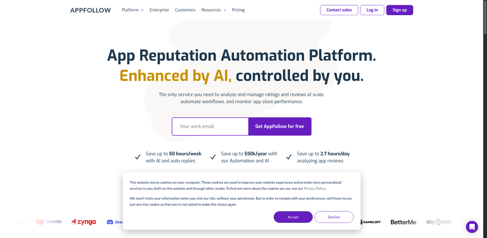 AppFollow Sentiment homepage