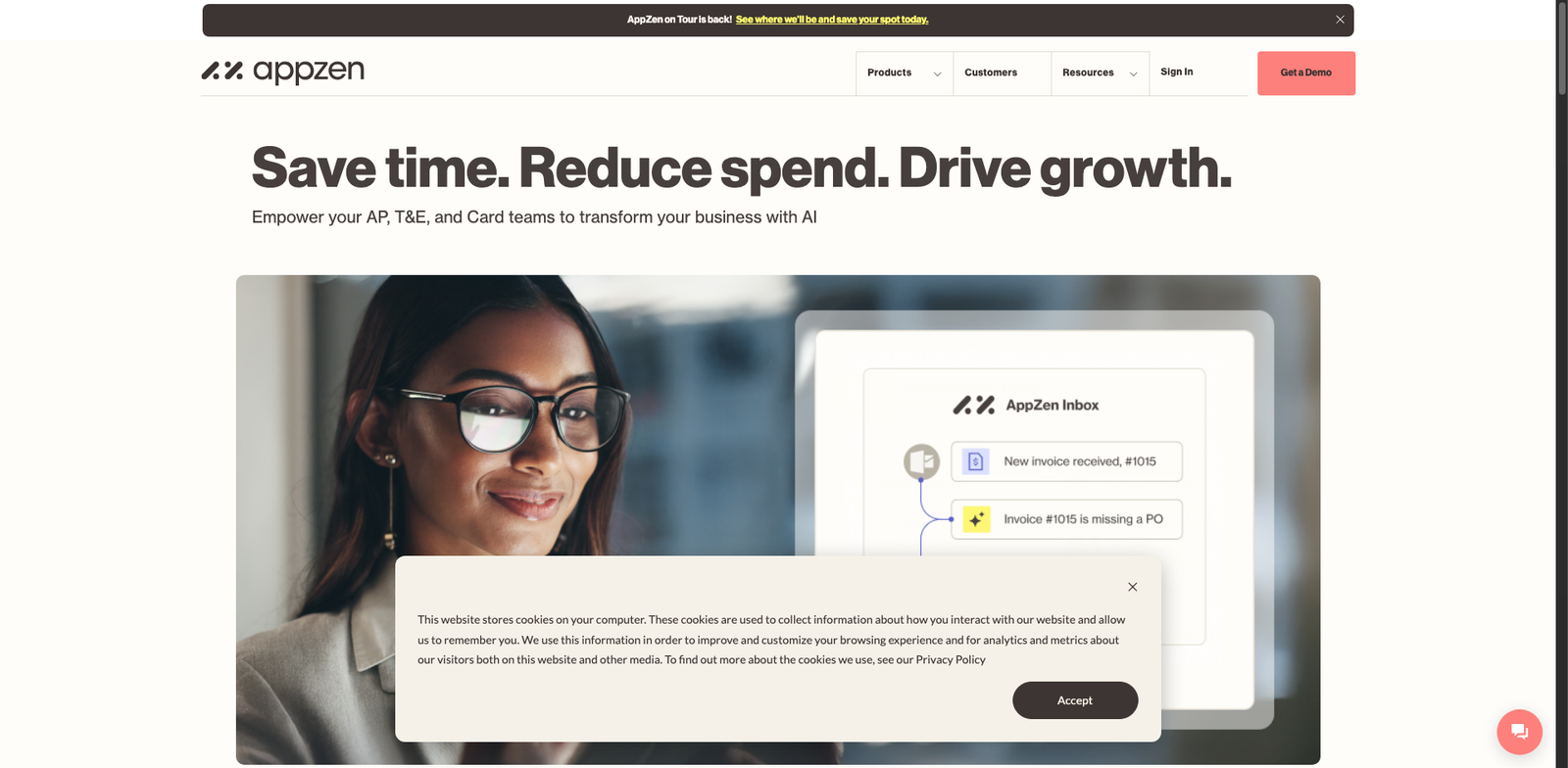 AppZen Autonomous Spend homepage