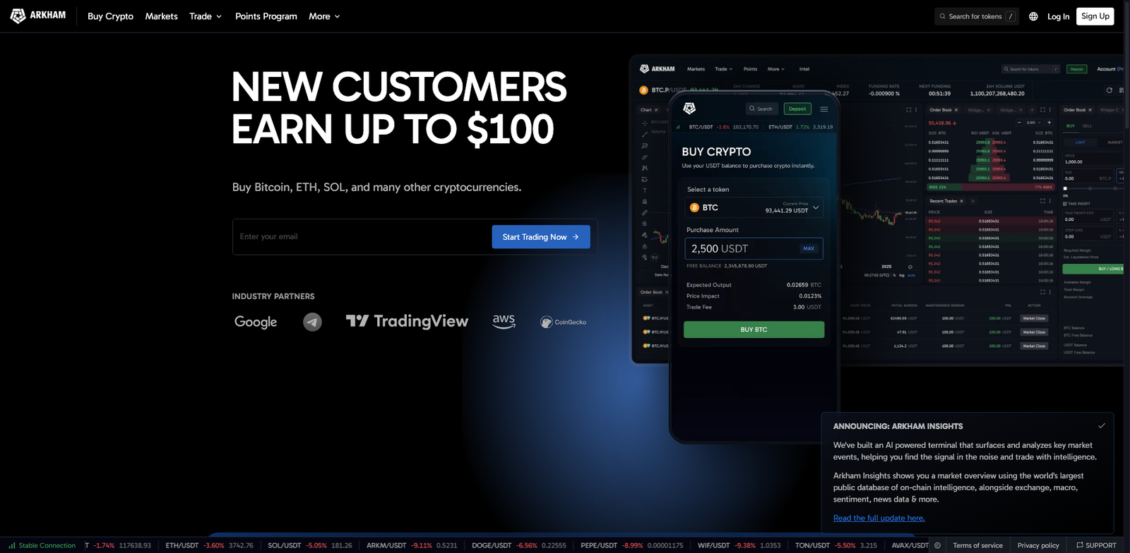 Arkham Intelligence homepage
