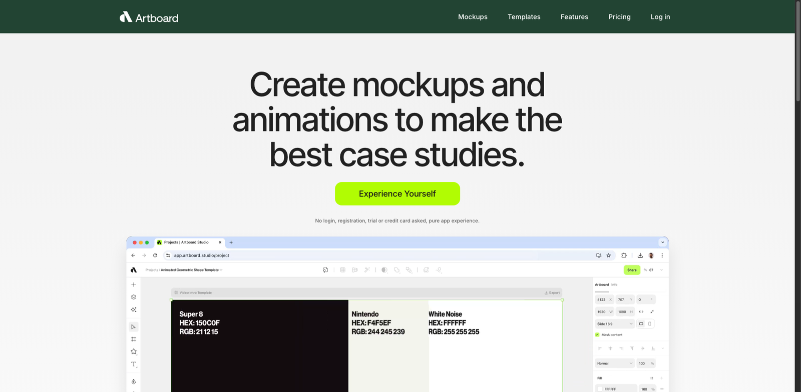 Artboard Studio homepage