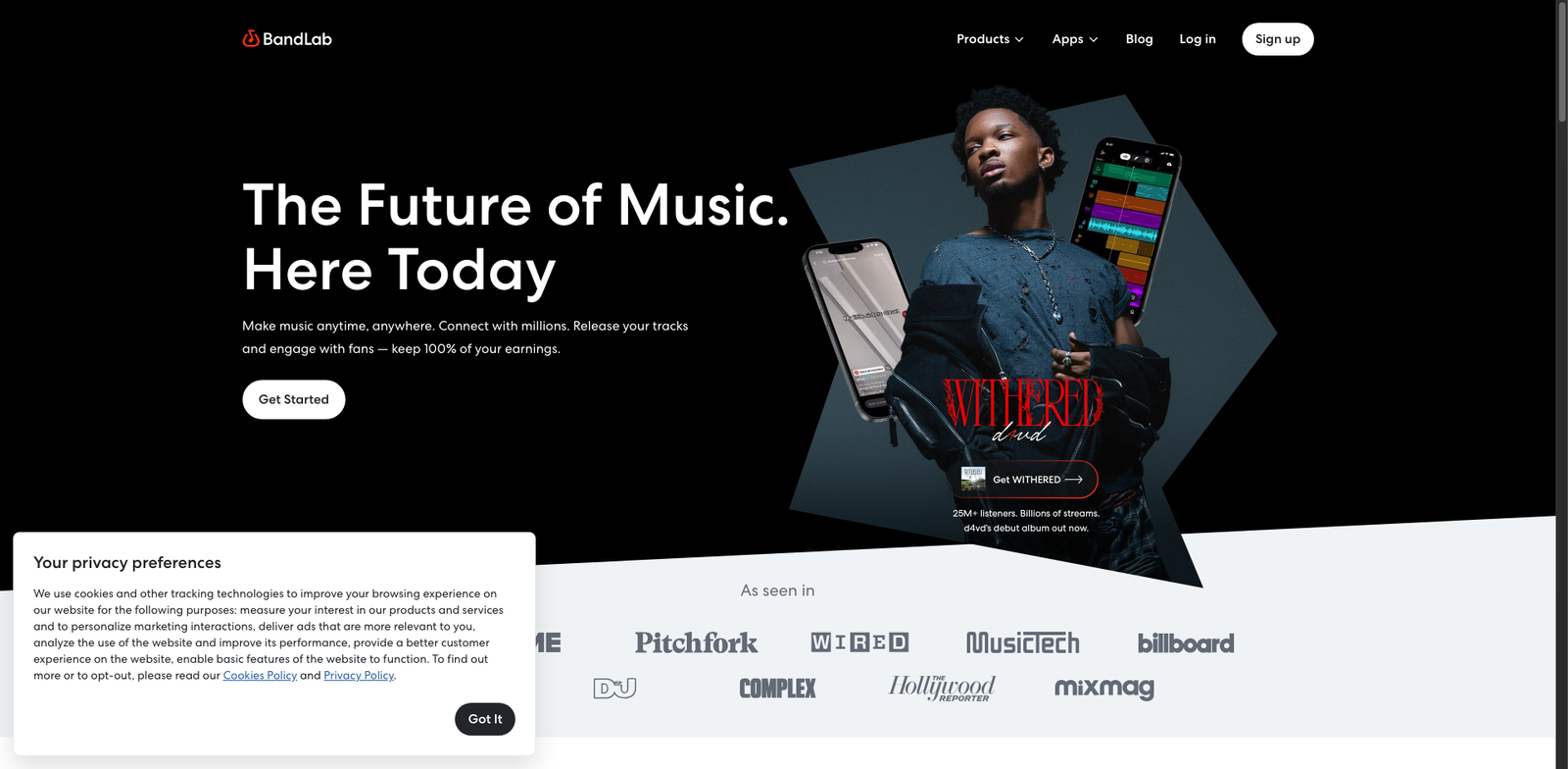 BandLab SongStarter homepage