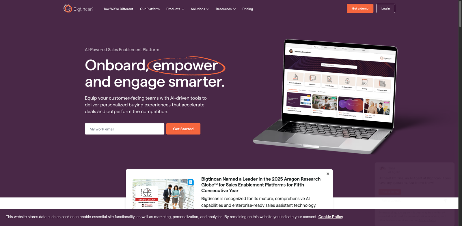 Bigtincan Hub Battlecards homepage