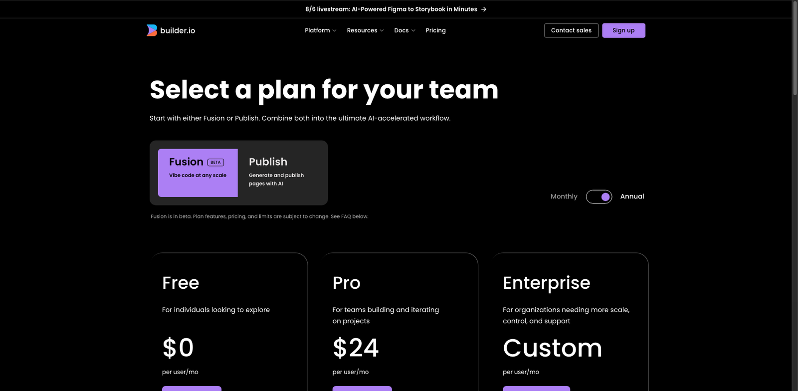 Builder.io AI pricing