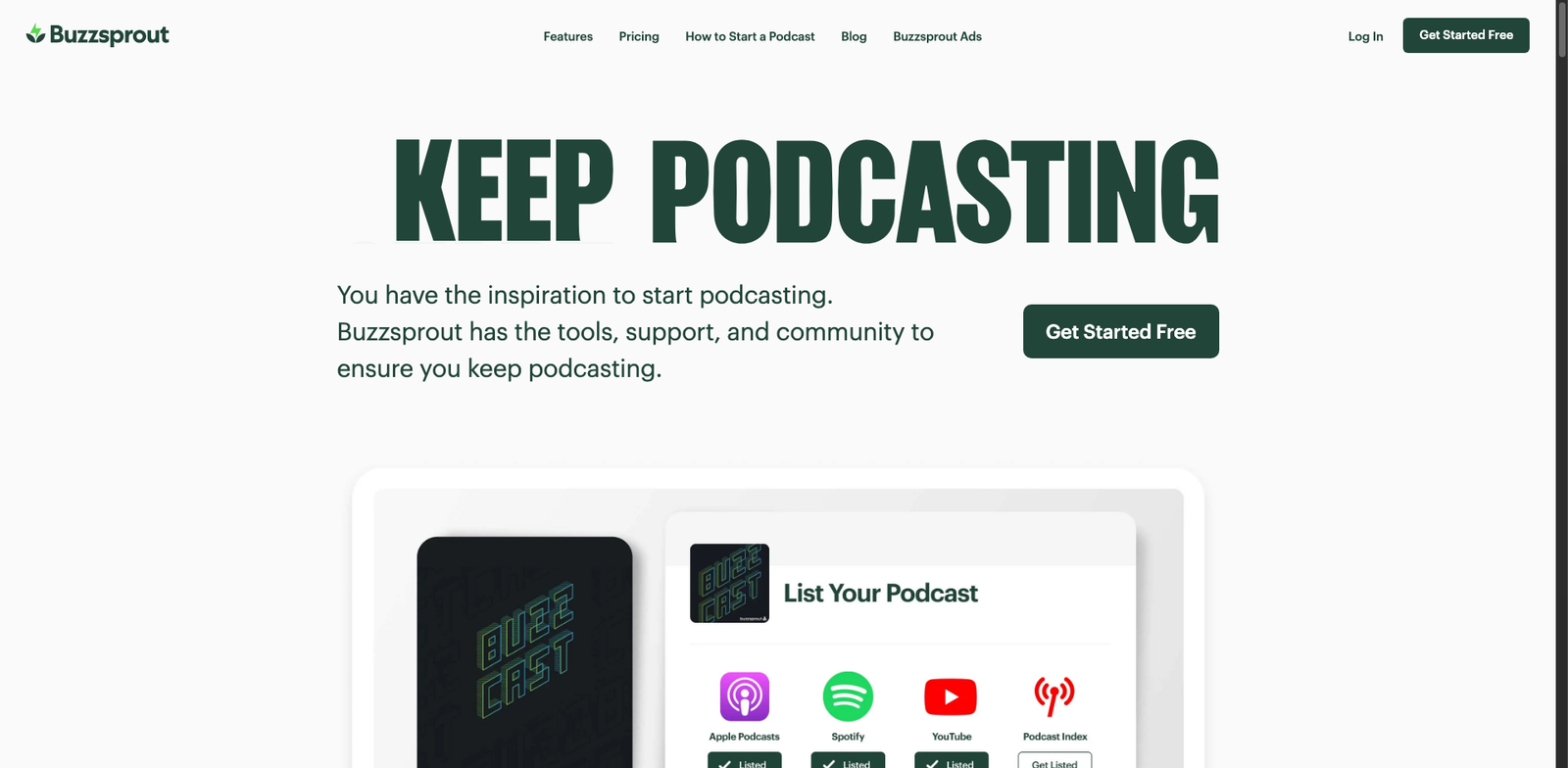 Buzzsprout CoHost AI homepage