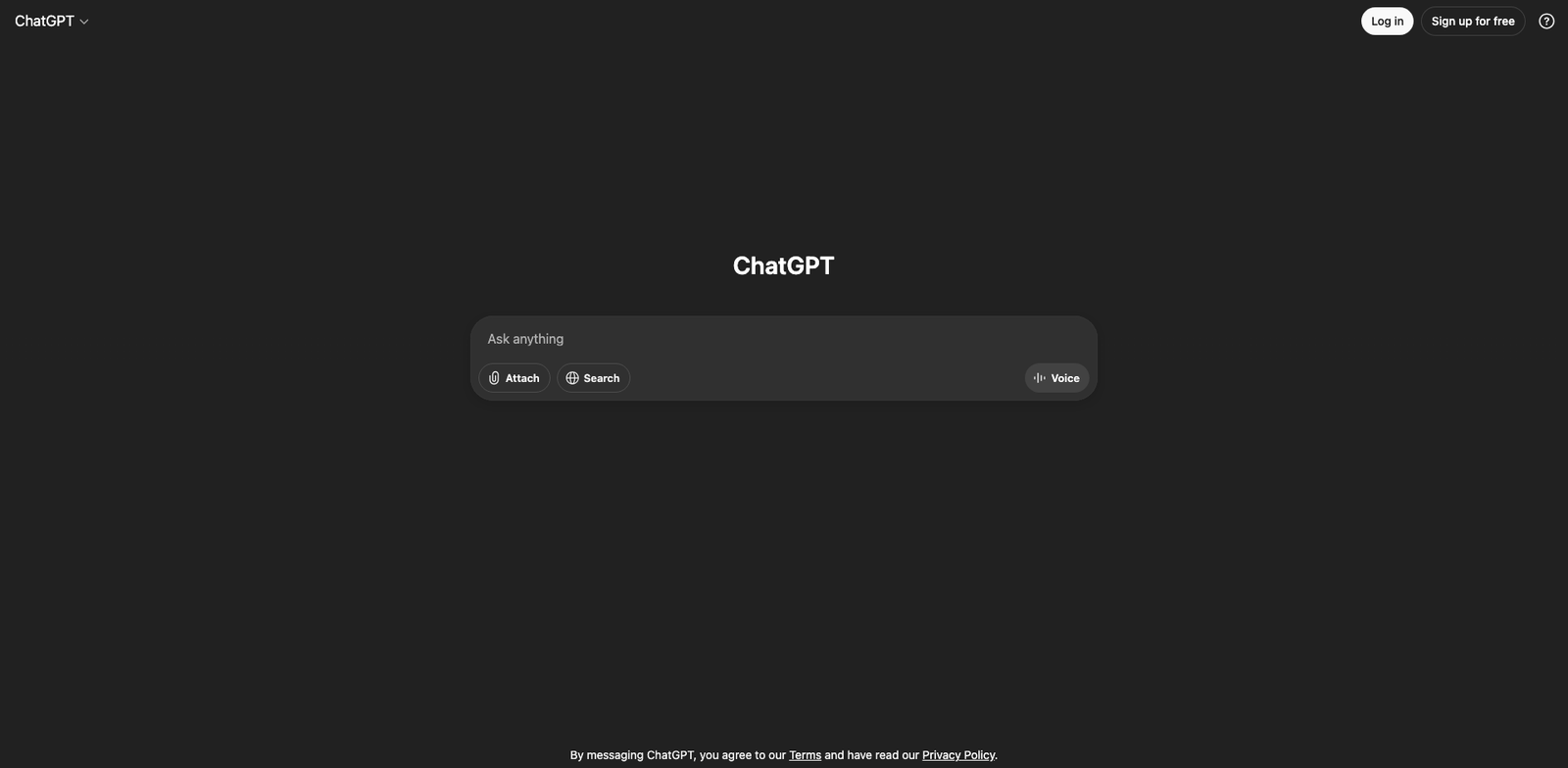 ChatGPT homepage