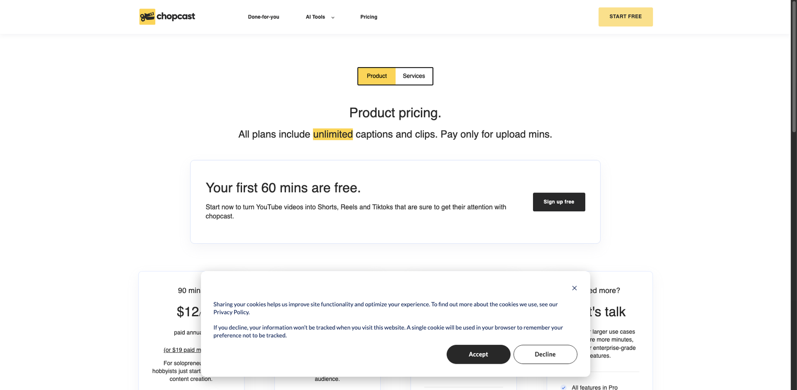 Chopcast pricing
