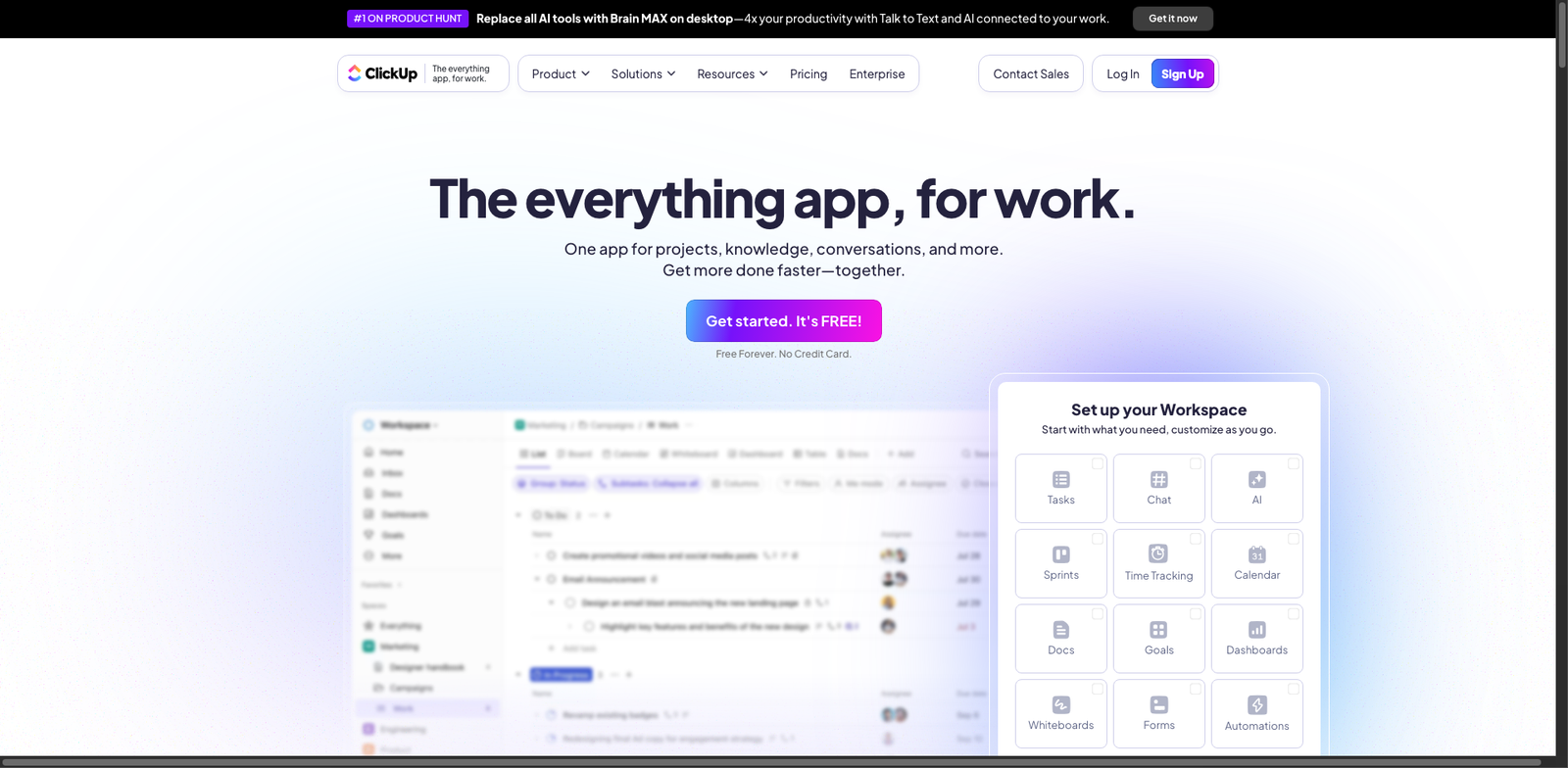 ClickUp AI homepage