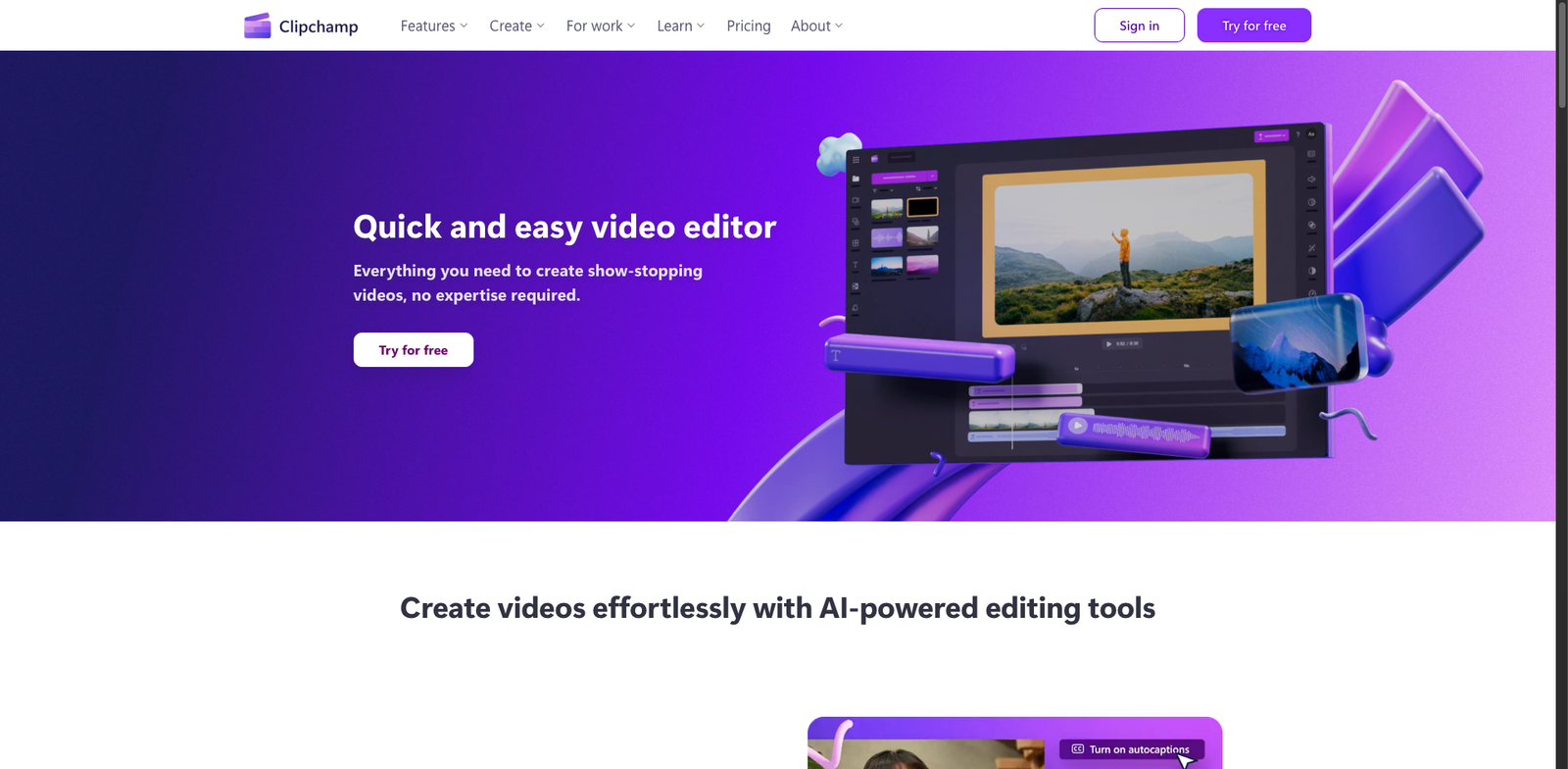 Clipchamp Auto-Dub homepage