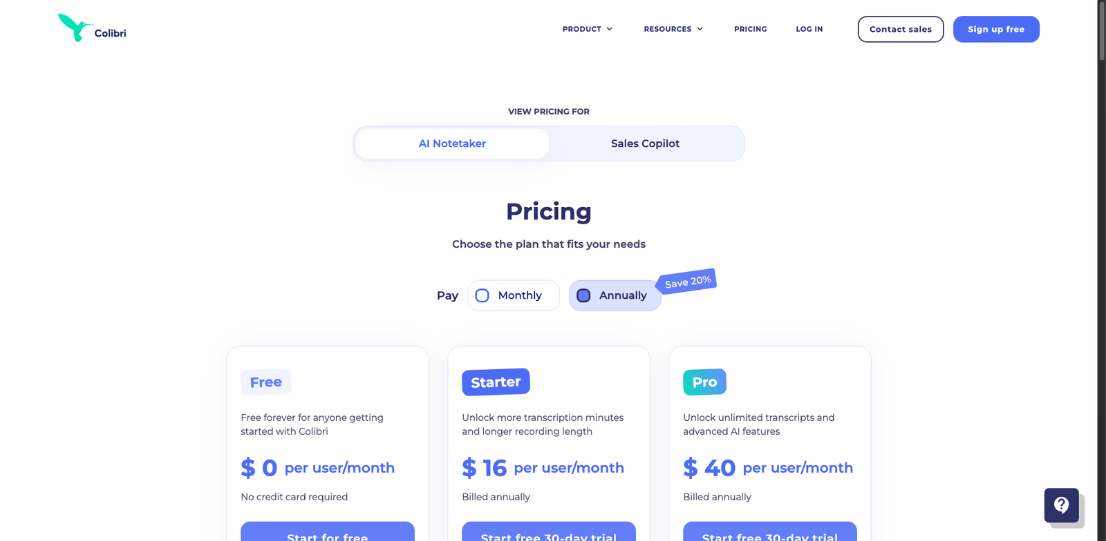 Colibri.ai pricing