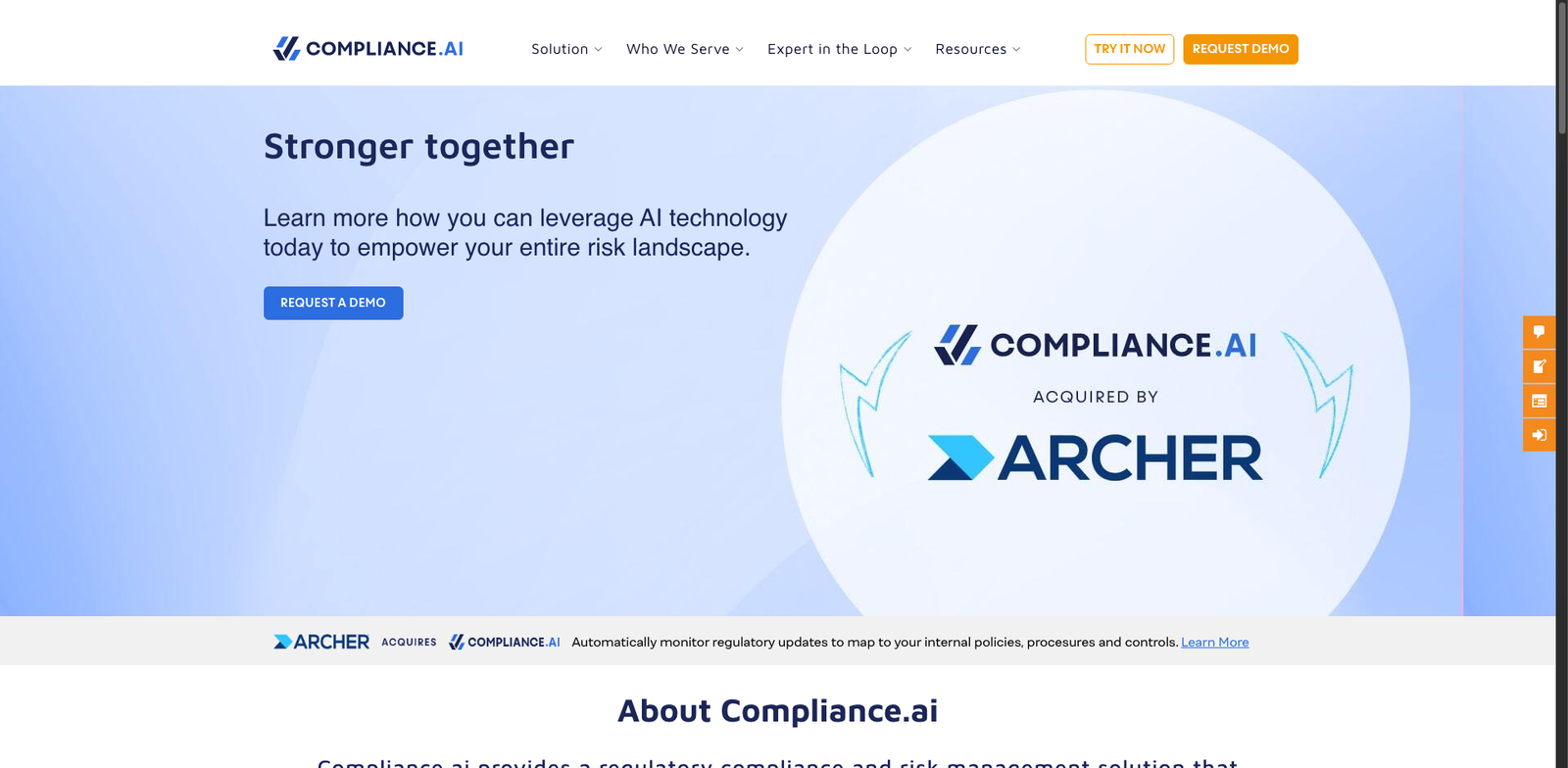 Compliance.ai homepage