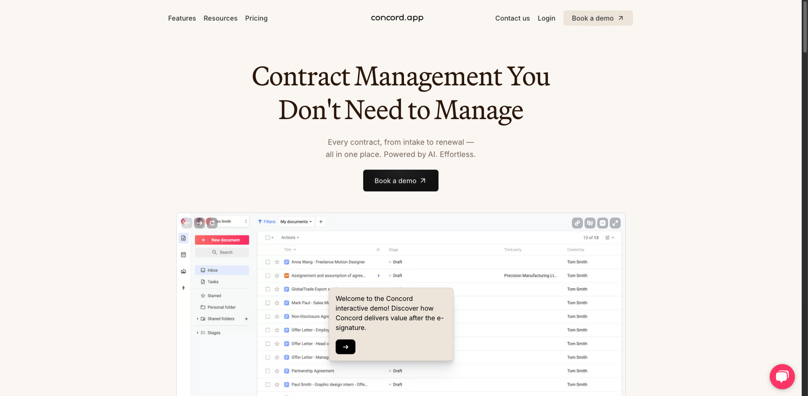 Concord Smart Draft homepage