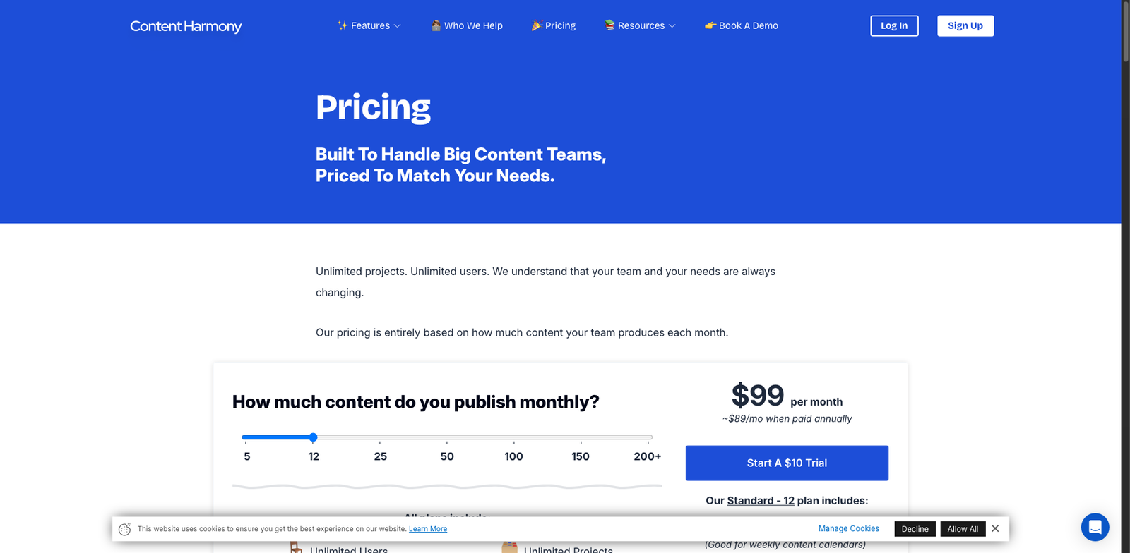 Content Harmony pricing