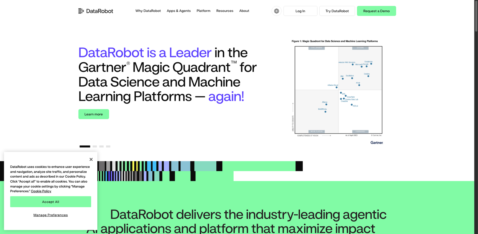 DataRobot MLOps homepage