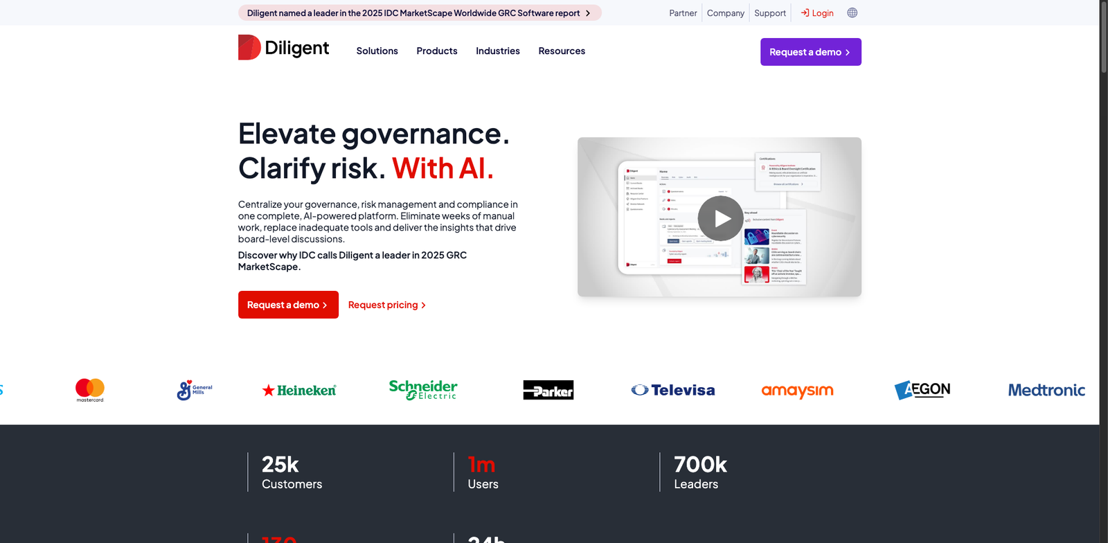 Diligent HighBond RegMonitor homepage