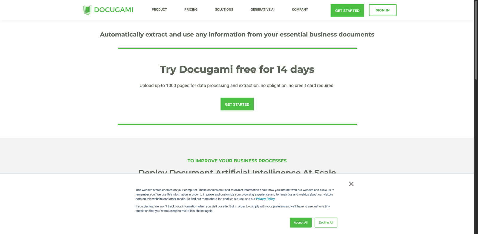 Docugami pricing
