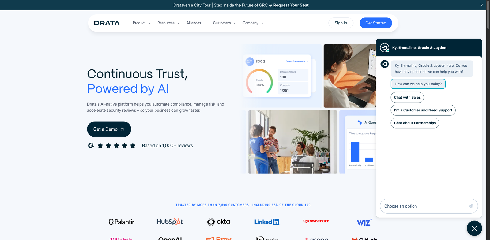 Drata homepage