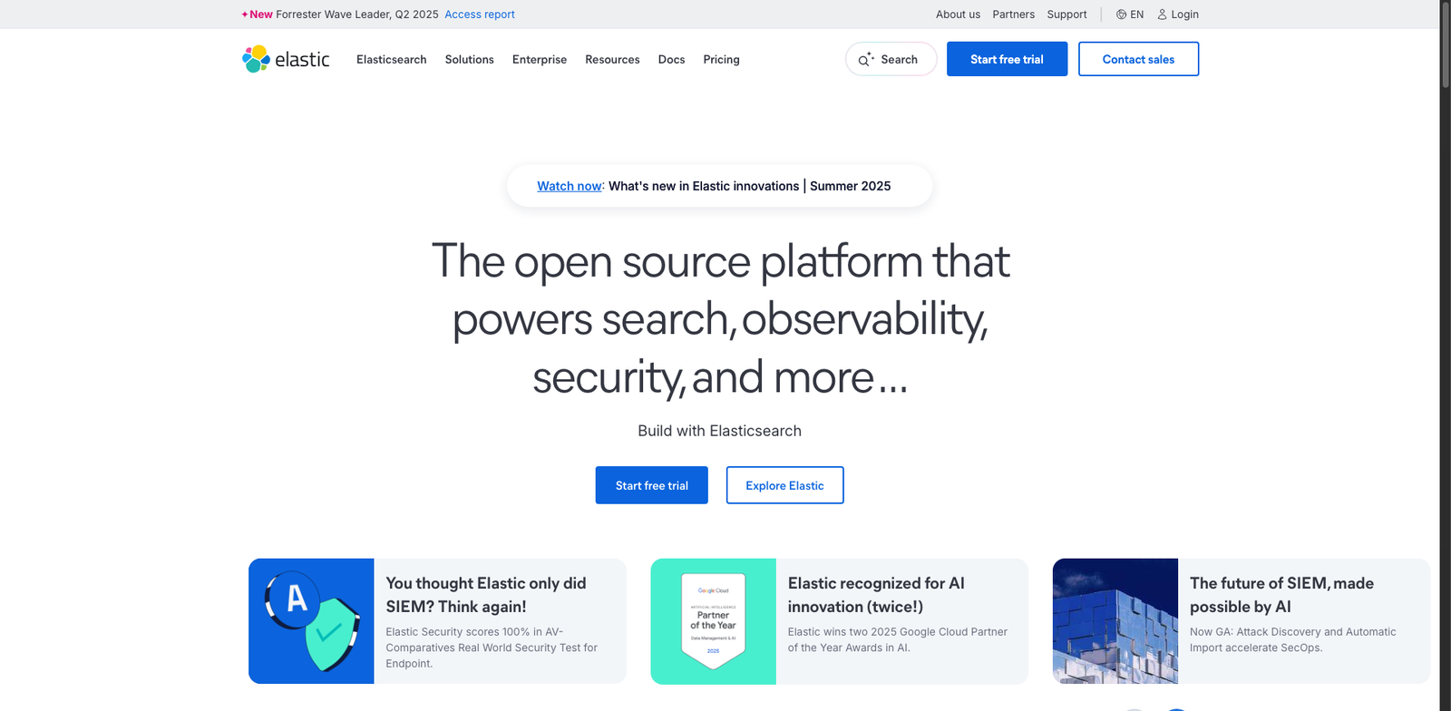 Elastic Search Vector homepage