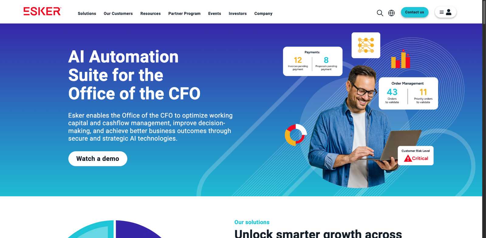 Esker Cash Application homepage