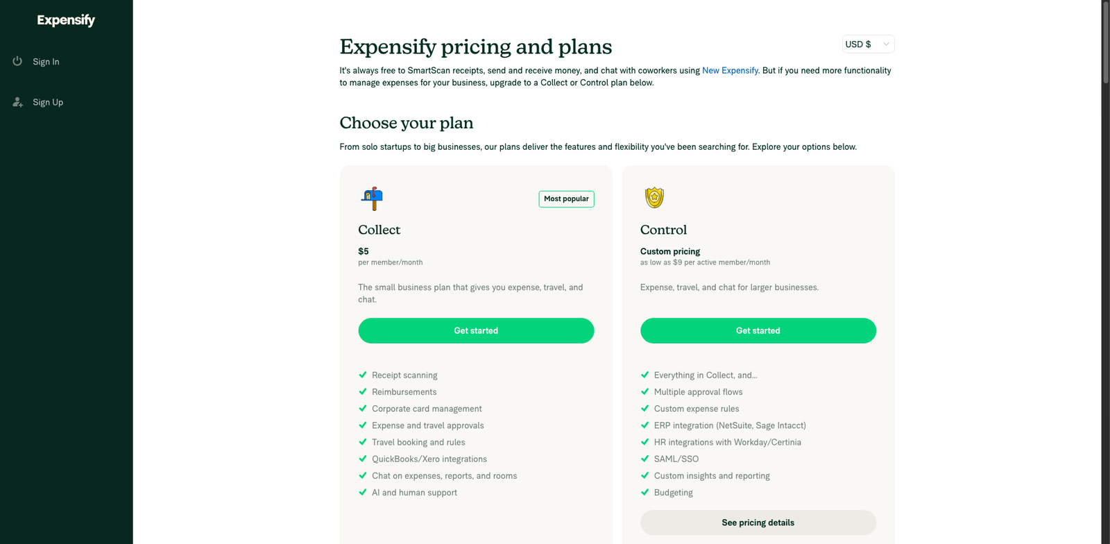 Expensify pricing
