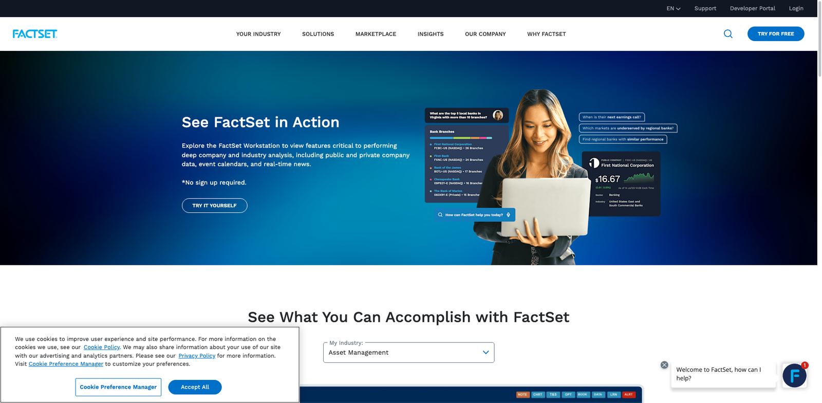 FactSet IR Monitor homepage