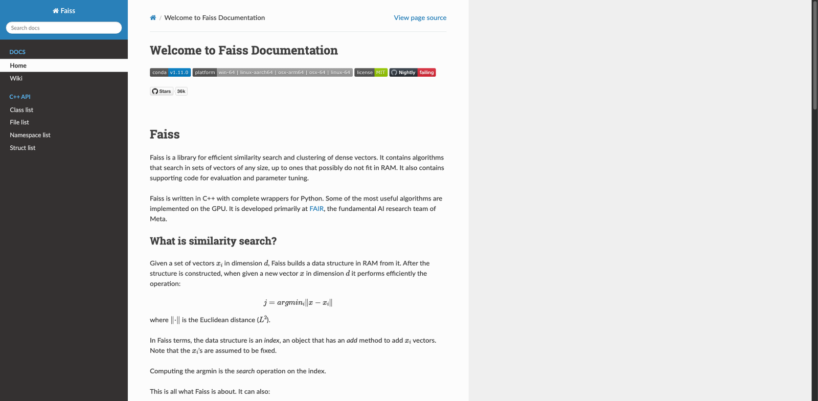 Faiss homepage