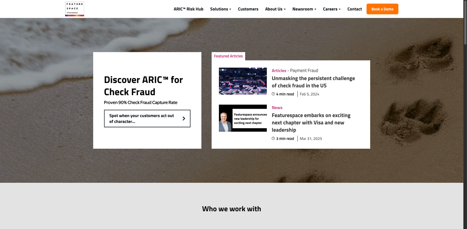 Featurespace ARIC Risk Hub homepage