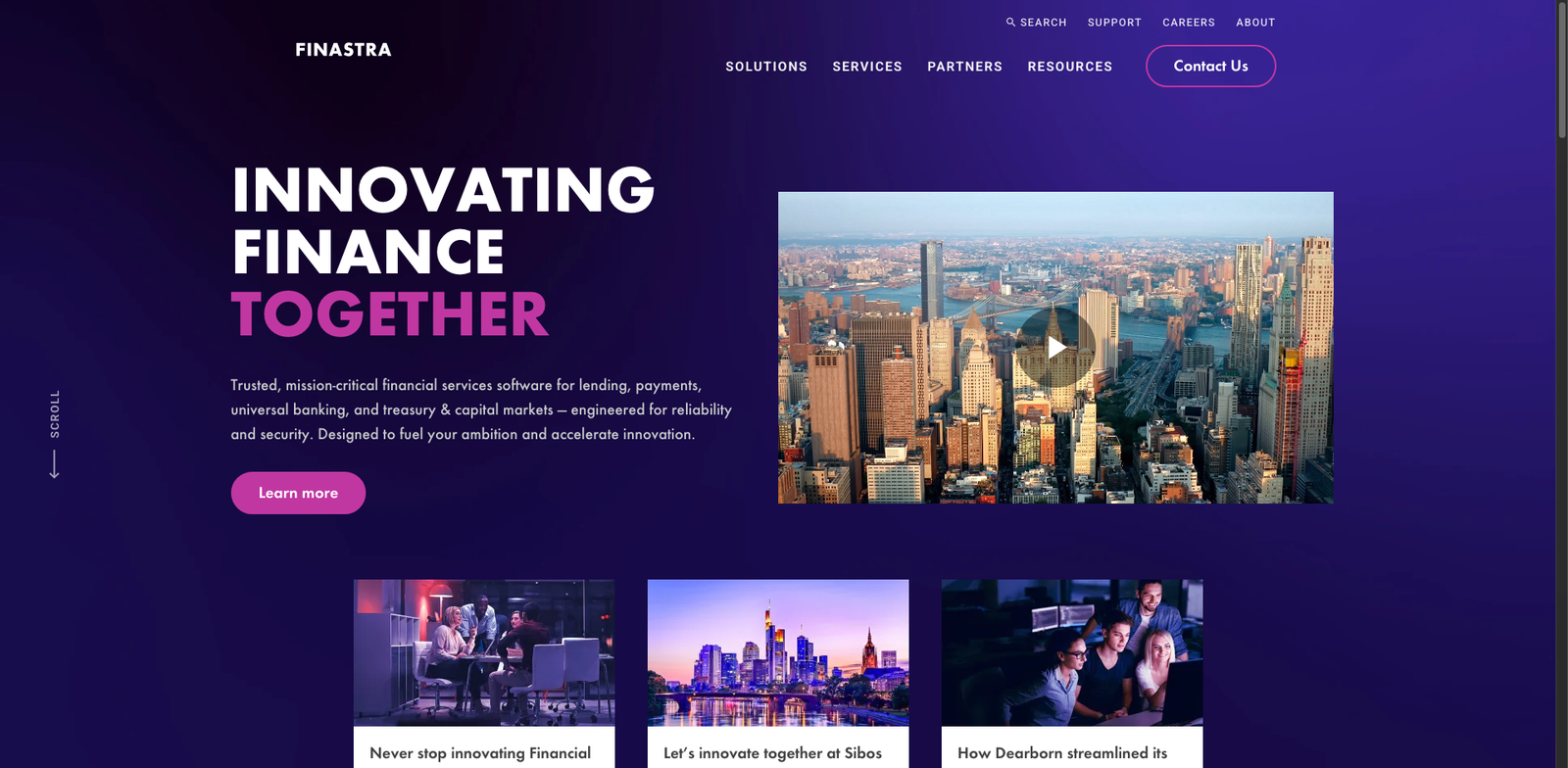 Finastra Fusion Treasury homepage