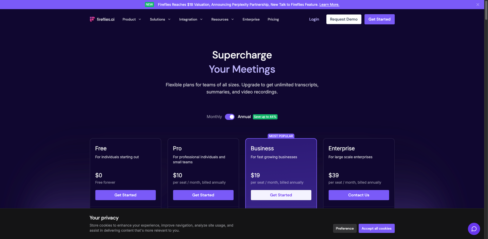 Fireflies.ai pricing