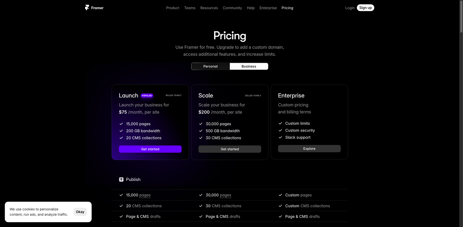 Framer AI pricing
