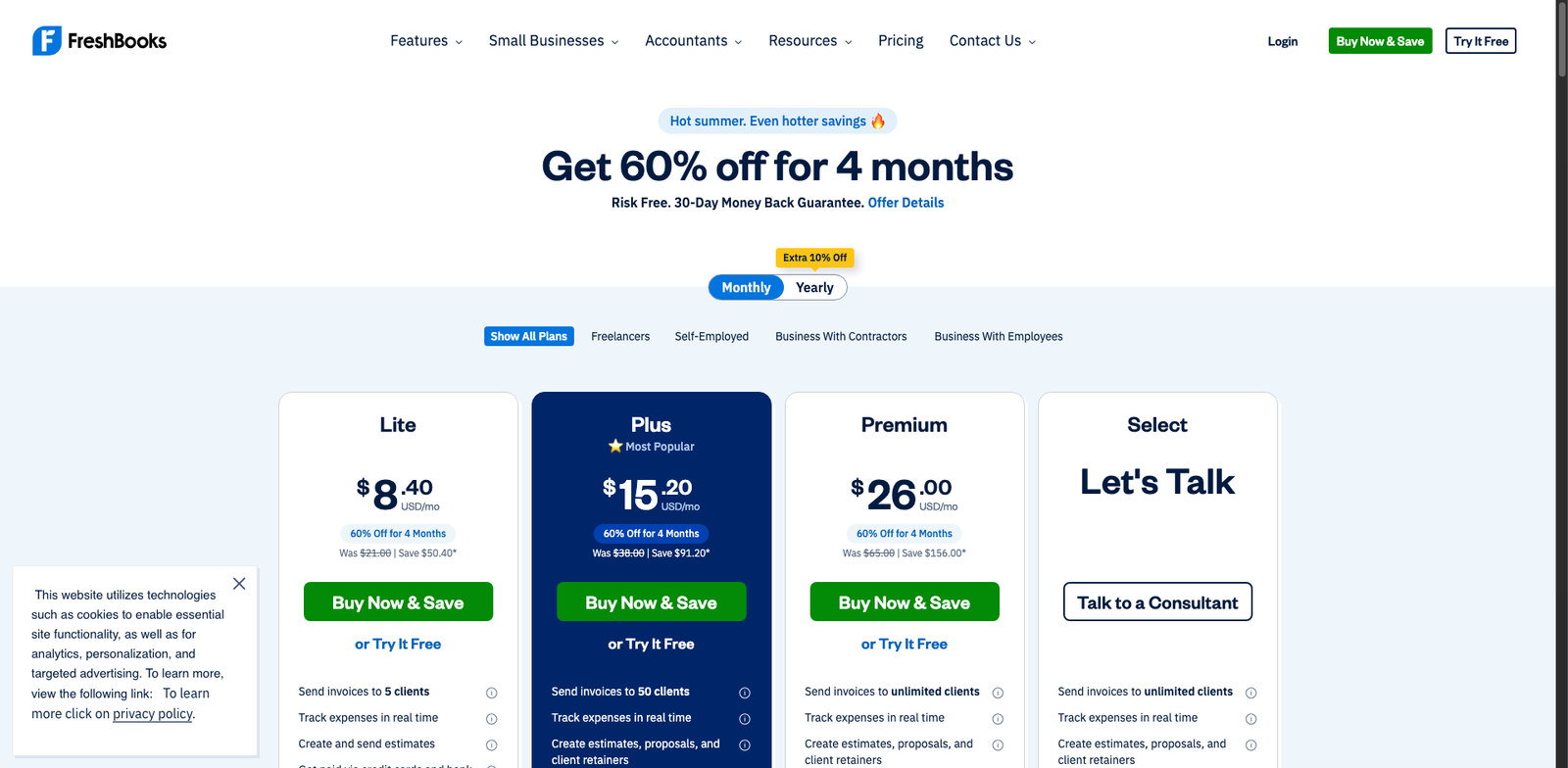 FreshBooks Recurring pricing