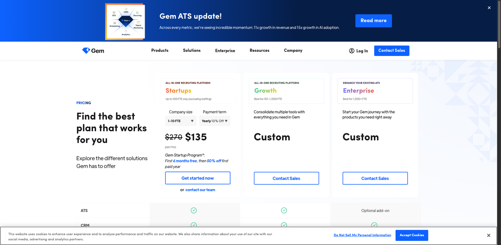 Gem Talent OS pricing