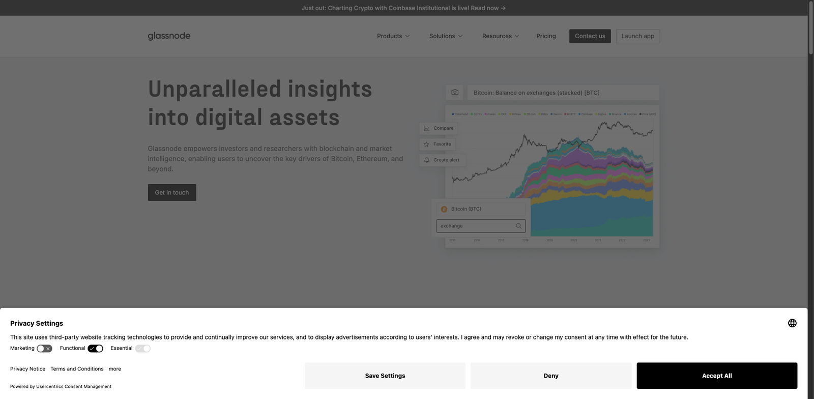 Glassnode homepage