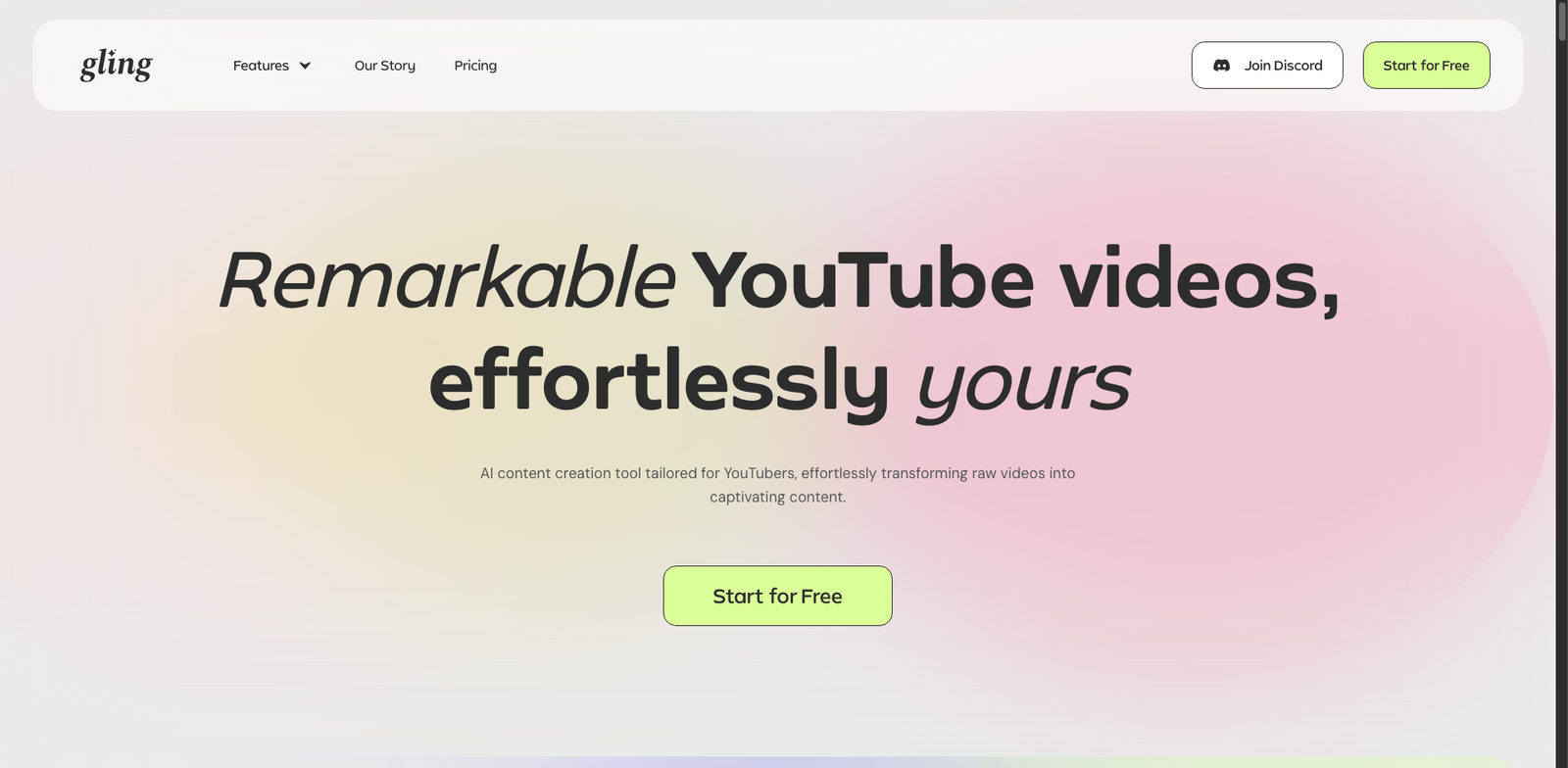 Gling Avatar homepage