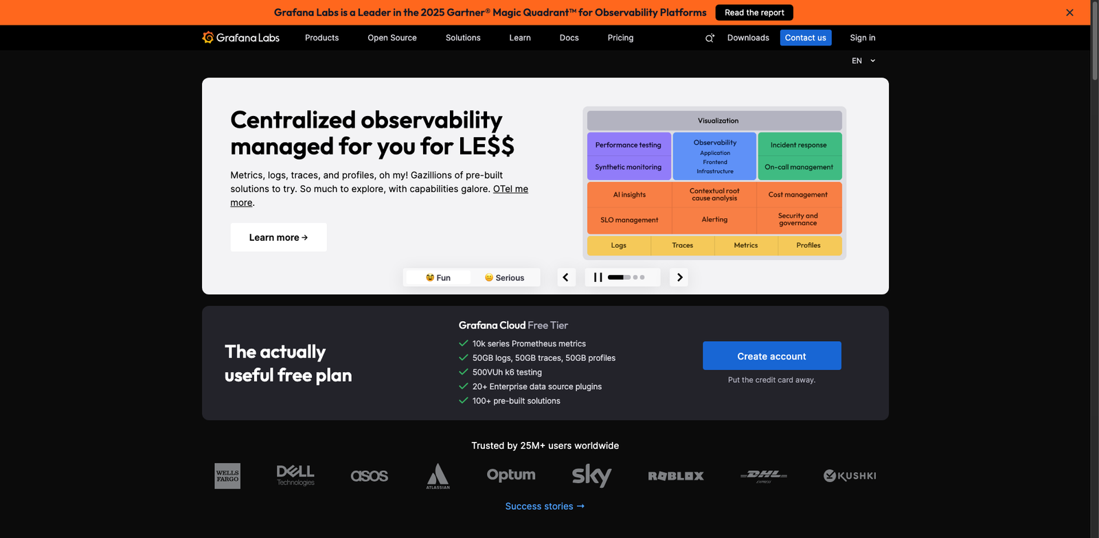 Grafana ML Observability Stack homepage