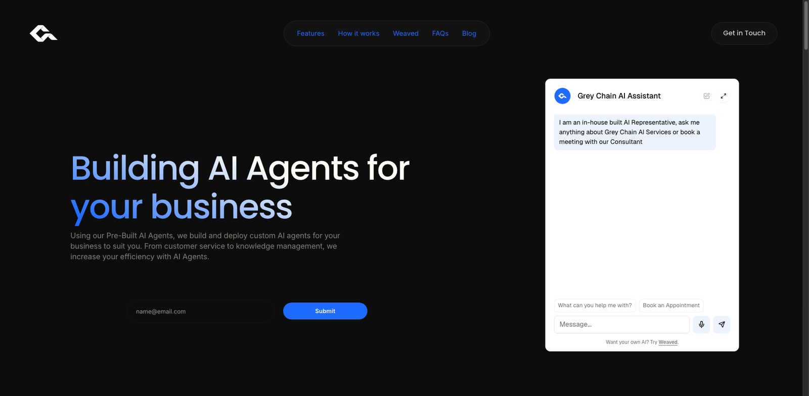 GreyChain AI homepage