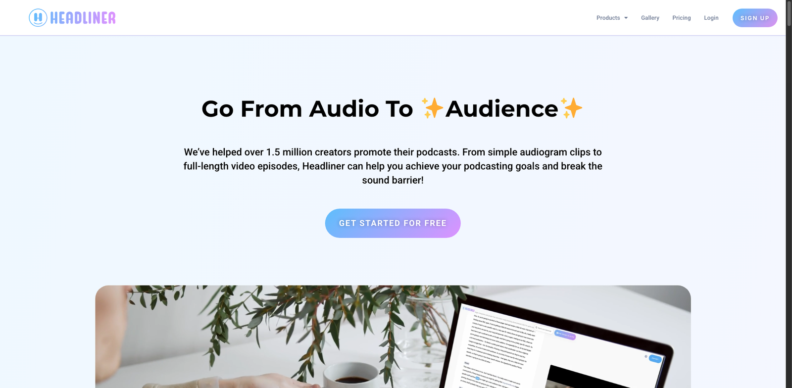 Headliner homepage