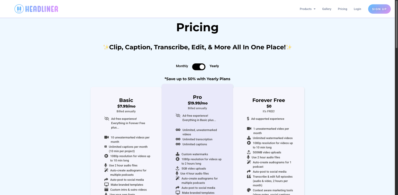 Headliner pricing