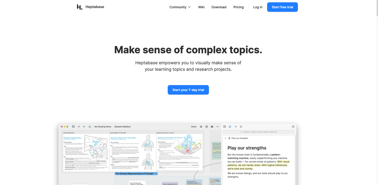 Heptabase AI homepage