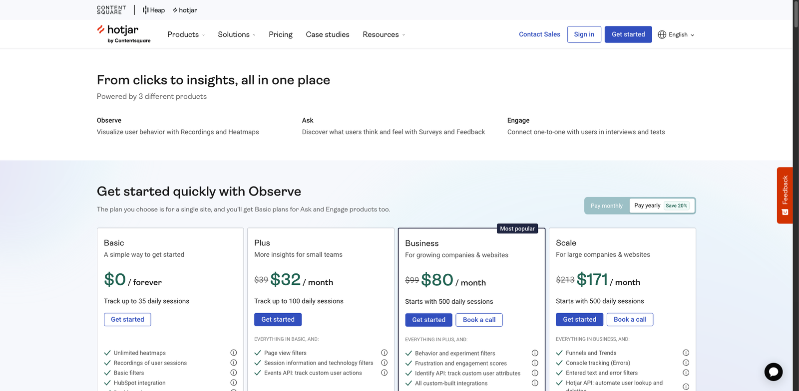 Hotjar Feedback AI pricing