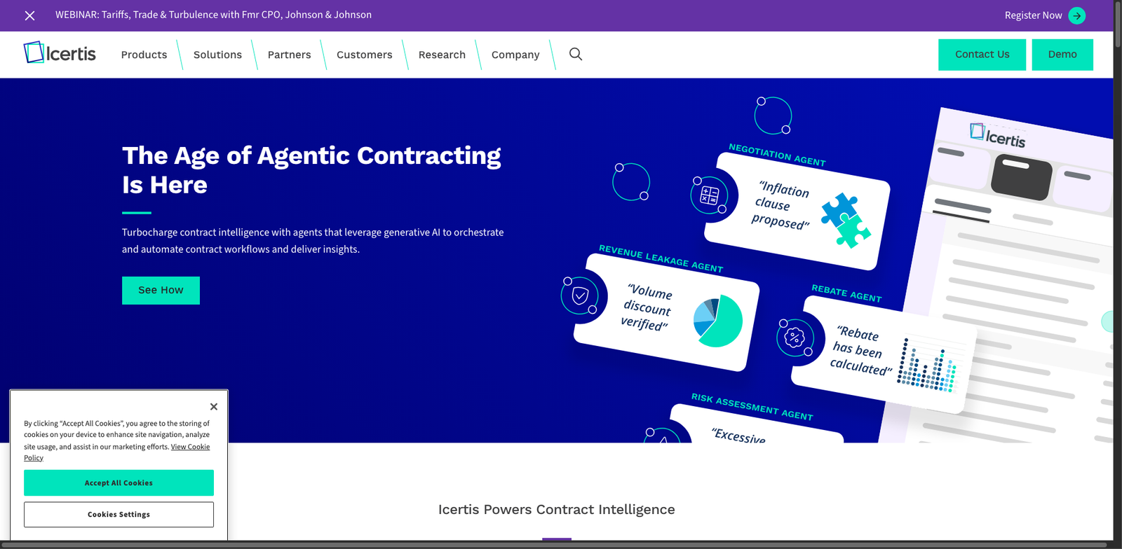 Icertis Contract IQ homepage