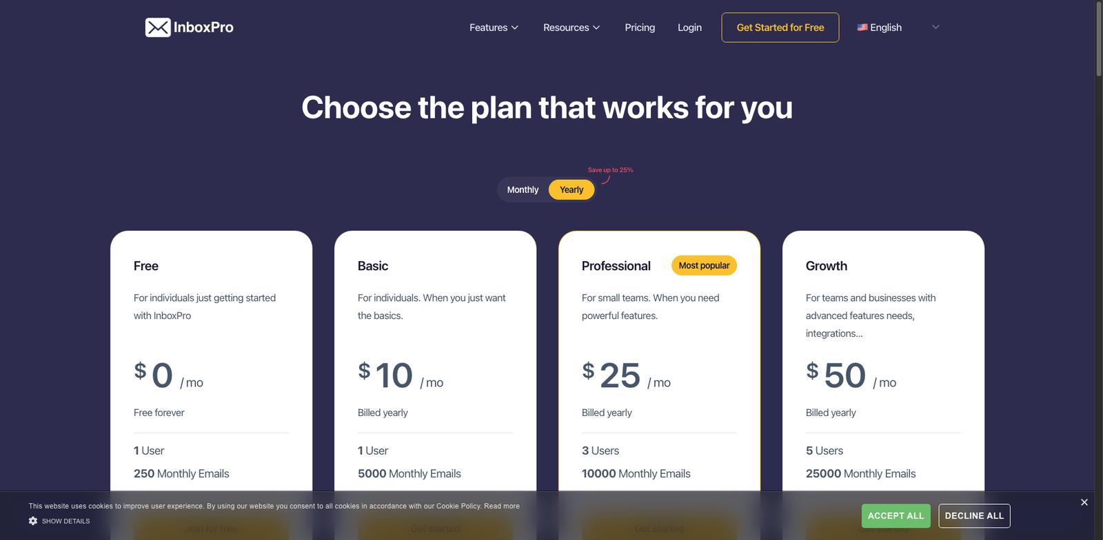 InboxPro AI pricing