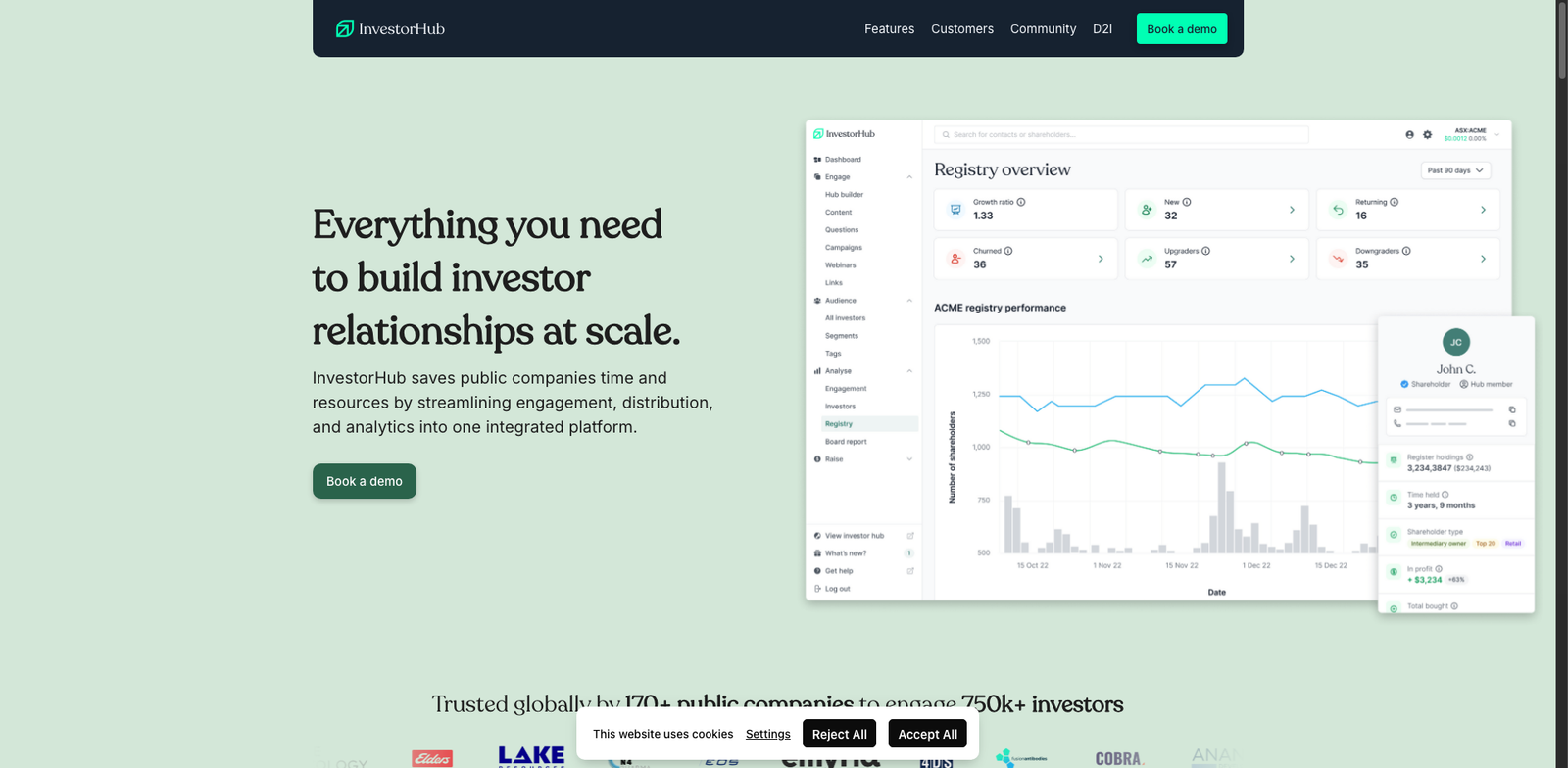 InvestorHub homepage