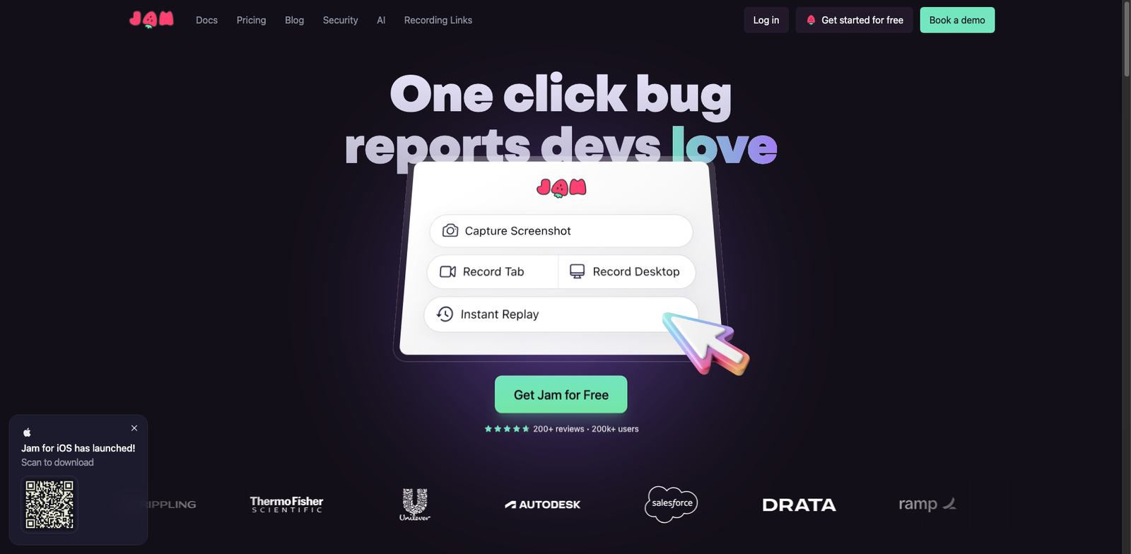 Jam.dev homepage