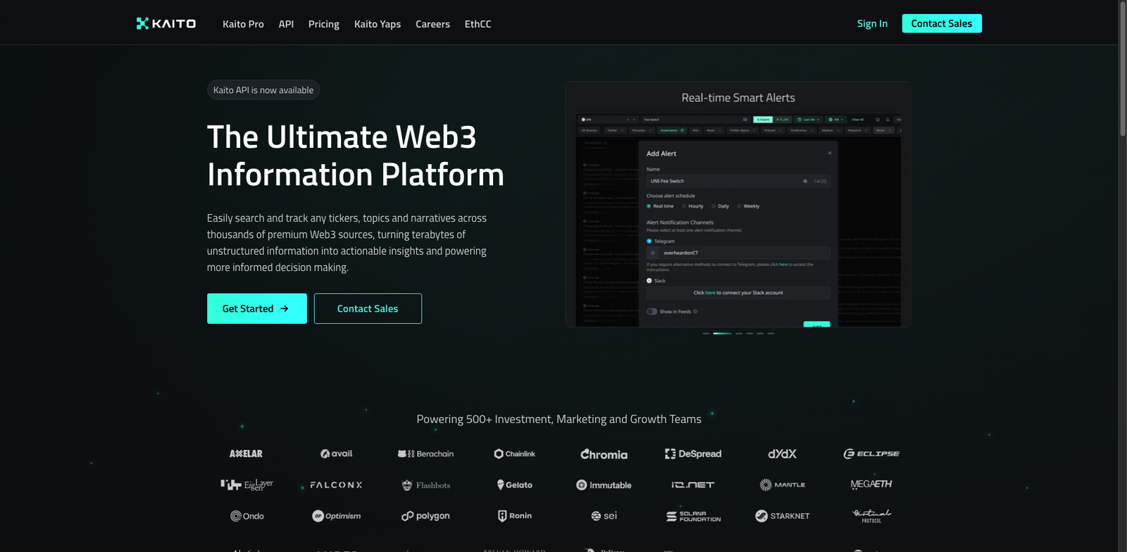 Kaito AI homepage